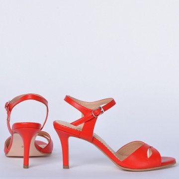 Sandale cu toc Piele Naturala Mariela Rosii- Need 4 Shoes