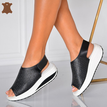 Sandale Dama Piele Naturala Amina Negre- Need 4 Shoes