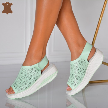 Sandale Dama Piele Naturala Amina Verzi- Need 4 Shoes