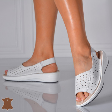 Sandale Dama Piele Naturala Lidy Albe- Need 4 Shoes