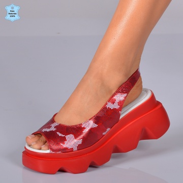 Sandale Dama Piele Naturala Regis 4 Rosii- Need 4 Shoes