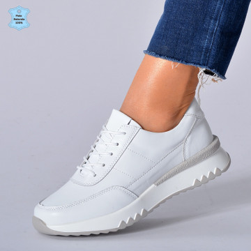 Adidasi Dama Piele Naturala Alexandra Albi- Need 4 Shoes