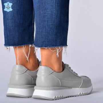 Adidasi Dama Piele Naturala Alexandra Gri- Need 4 Shoes