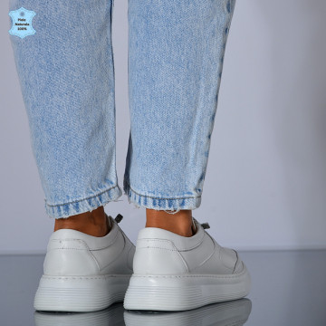 Adidasi Dama Piele Naturala Anzia Albi- Need 4 Shoes