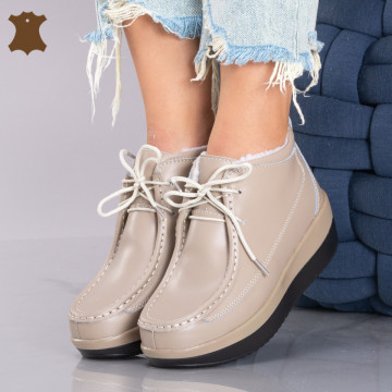 Ghete Dama Piele Naturala Tokyo Bej - Need 4 Shoes