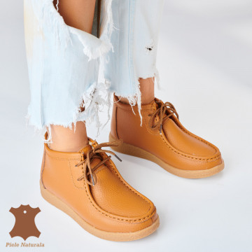 Ghete Dama Imblanite Piele Naturala Zora 2 Camel - Need 4 Shoes
