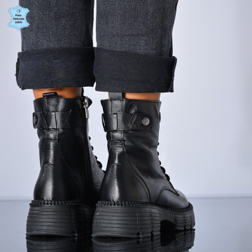 Ghete Dama Piele Naturala Hanna Negre - Need 4 Shoes