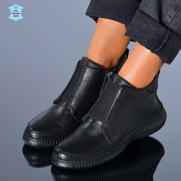 Ghete Dama Piele Naturala Leni Negre - Need 4 Shoes
