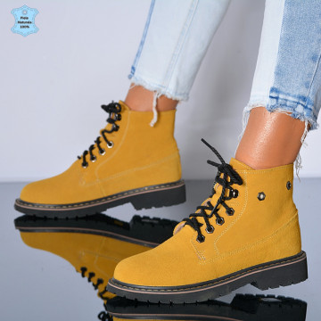 Ghete Dama Piele Naturala Zella Galbene- Need 4 Shoes