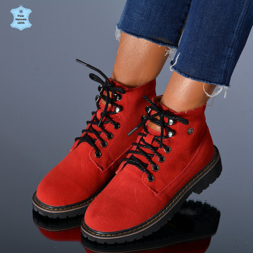 Ghete Dama Piele Naturala Zella Rosii- Need 4 Shoes
