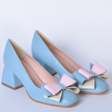 Pantofi Cu Toc Piele Naturala Arabella Azur- Need 4 Shoes