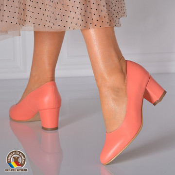 Pantofi Cu Toc Piele Naturala Cecilia   Somon- Need 4 Shoes