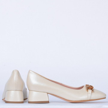 Pantofi Cu Toc Piele Naturala Esmer Bej- Need 4 Shoes