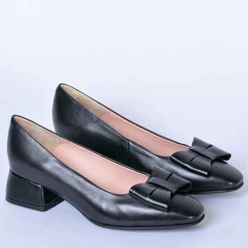 Pantofi Cu Toc Piele Naturala Iness Negri- Need 4 Shoes