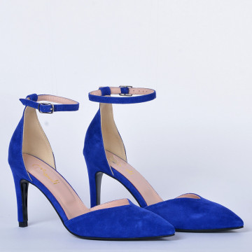 Pantofi Cu Toc Piele Naturala Kayla Albastri- Need 4 Shoes