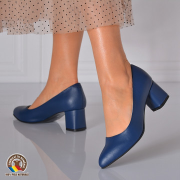Pantofi Cu Toc Piele Naturala Komi Navy- Need 4 Shoes