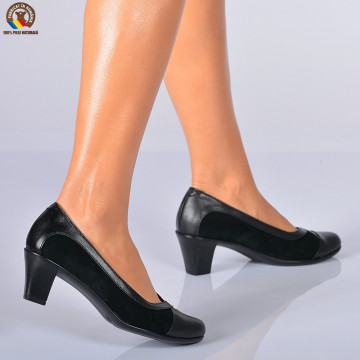Pantofi Cu Toc Piele Naturala Lidia 2 Negri - Need 4 Shoes