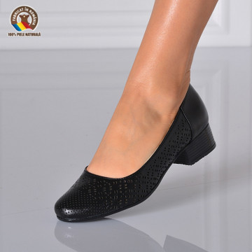 Pantofi Cu Toc Piele Naturala Minola 5 Negri-Need 4 Shoes