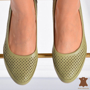 Pantofi Cu Toc Piele Naturala Sharon Olive- Need 4 Shoes