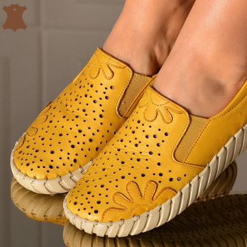 Pantofi Dama Piele Naturala Doti Mustar- Need 4 Shoes