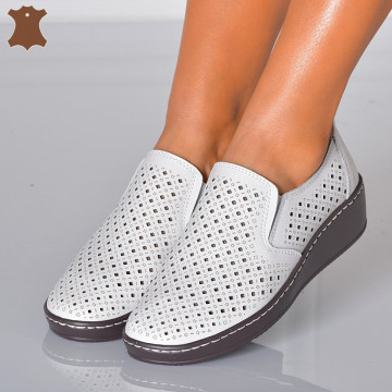 Pantofi Dama Piele Naturala Ilona Albi- Need 4 Shoes
