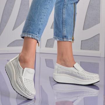 Pantofi Dama Piele Naturala Albi - Need 4 Shoes