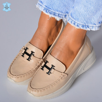 Pantofi Dama Piele Naturala Livia Bej- Need 4 Shoes