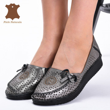 Pantofi Dama Piele Naturala Surya Argintii- Need 4 Shoes