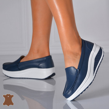 Pantofi Dama Piele Naturala Zena 2 Navy- Need 4 Shoes - Need 4 Shoes