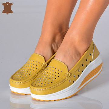 Pantofi Dama Piele Naturala Zena 3 Galbeni- Need 4 Shoes - Need 4 Shoes