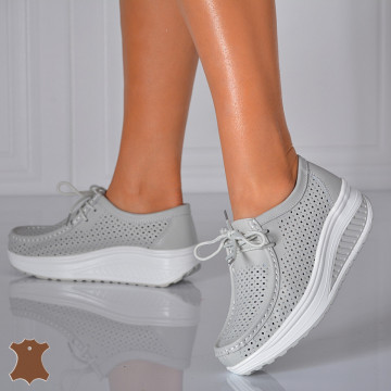 Pantofi Dama Piele Naturala Zena 4 Gri- Need 4 Shoes