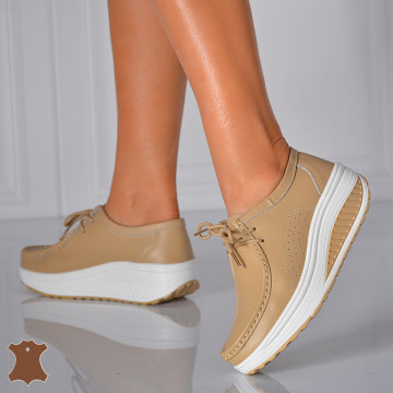 Pantofi Dama Piele Naturala Zena 5 Bej- Need 4 Shoes 