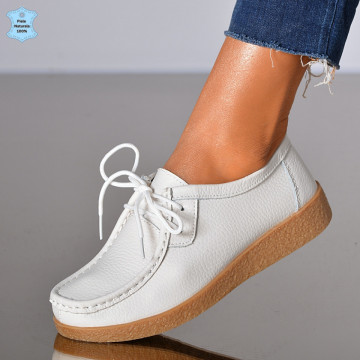 Pantofi Dama Piele Naturala Zora 3 Albi- Need 4 Shoes