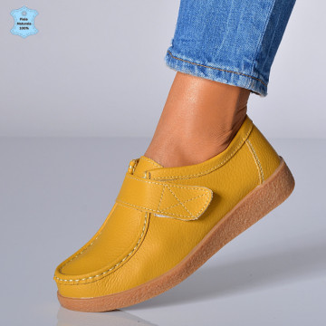 Pantofi Dama Piele Naturala Zora 4 Galbeni- Need 4 Shoes