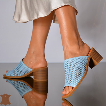 Papuci Dama Piele Naturala Pamela Albastri- Need 4 Shoes