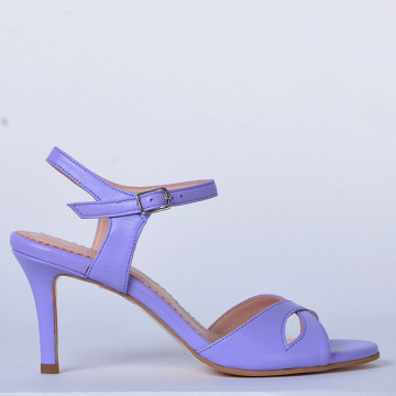 Sandale cu toc Piele Naturala Mariela Lila- Need 4 Shoes
