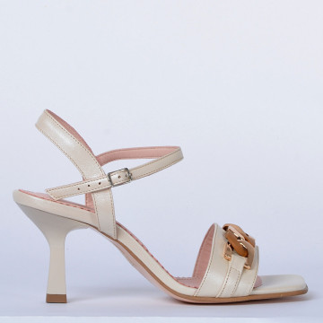Sandale cu toc Piele Naturala Sibel Bej- Need 4 Shoes