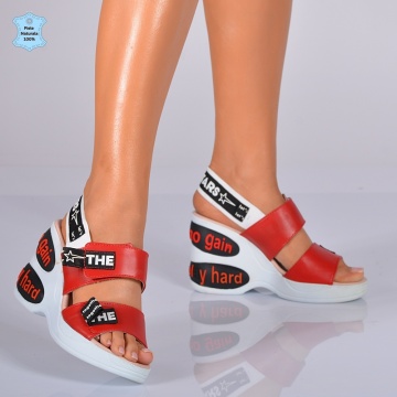 Sandale Dama Piele Naturala Biby Rosii- Need 4 Shoes
