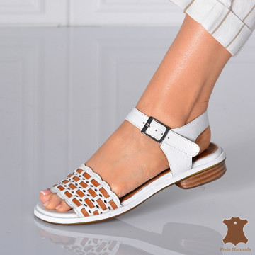 Sandale Dama Piele Naturala Nana Albe- Need 4 Shoes