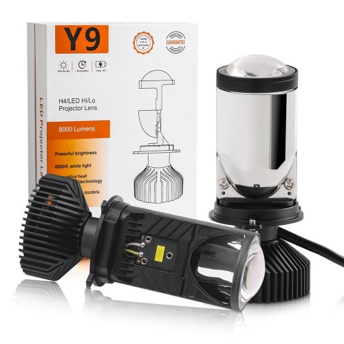 Bec cu LED H4 2 faze cu lupa 4000lumen 30W 12V Cod: Mini-H4-LED-LUPA