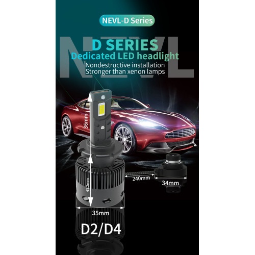 Bec LED D2S 12V CANBUS 8000lm/set COD:NVEL-D2S