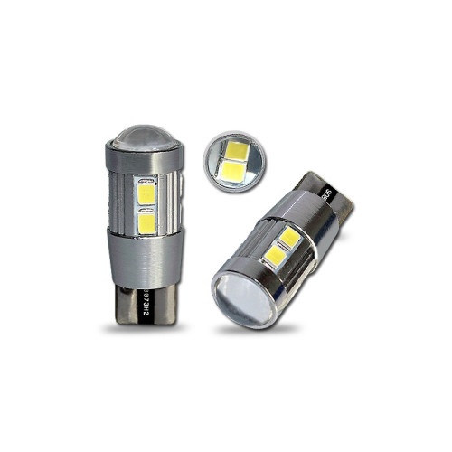 Bec T10 10 led-uri SMD 5630 cu lupa in varfa / 12v CanBus Cod:70327