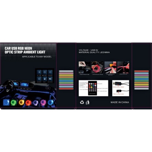 Fir neon cu LED RGB cu mufa USB Lungime:2 m cu buton Cod:FIR-RGB1-2P