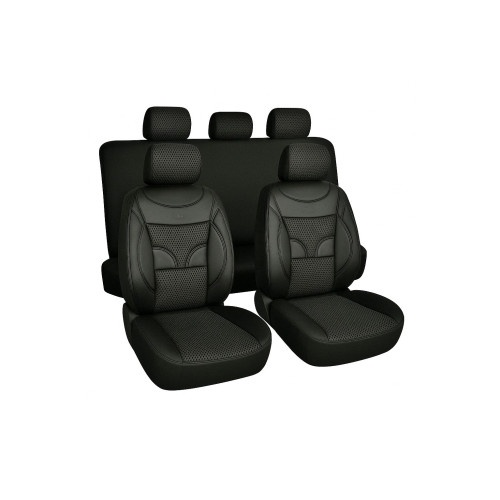 Huse Auto Universale Fractionate , 11 Piese, Negru cu Negru , Compatibile cu Scaune Fata si Spate Cod: HNG1321-1