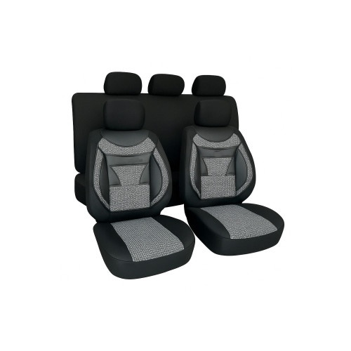 Huse Auto Universale , 11 Piese, Negru cu Gri , Compatibile cu Scaune Fata si Spate Cod: HNG1321-2