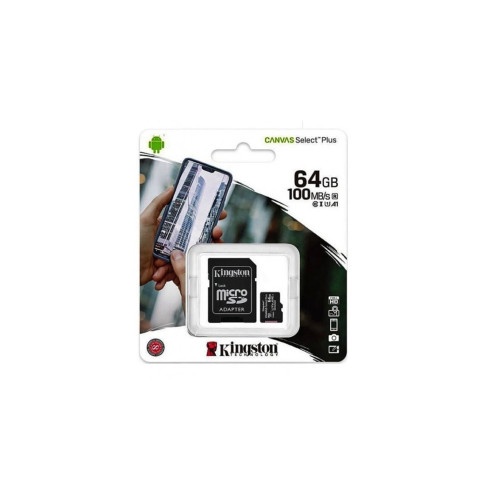 Card Memorie MicroSDXC Kingston Canvas Select Plus Android A1, 64Gb, Clasa 10 / UHS-1 U1 Adaptor SDCS2/64GB
