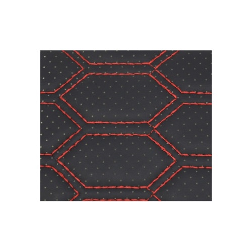 Material imitatie piele tapiterie hexagon cu gaurele negru/cusatura rosie Cod: Y03NR