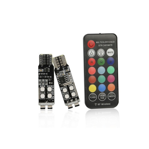 Set 2 becuri pozitie RGB cu telecomanda frecventa RF-T10, 10 LED SMD 2835 RGB 12V Cod: ZC-RF1