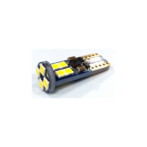 Set 2 becuri T10 LED 12SMD 3030 12V CANBUS nonpolar 800 lumen lumina alba Cod: JSUN05