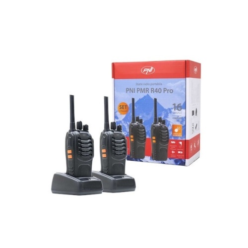 Statie radio portabila PNI PMR R40 PRO, set cu 2 buc, 0.5W, ASQ, acumulatori 1200mAh